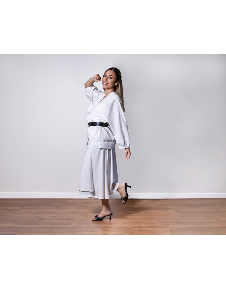 Kimono visco linho off white